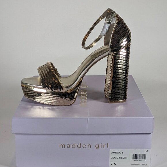 Madden Girl, Steve Madden Women's Heels in Gold Seqin in Box - Size 6,7,8,9,10 - Picture 1 of 7